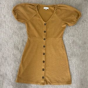Madewell mustard knit button down dress